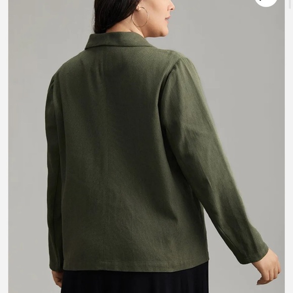 BloomChic Plus Size 4XL Plisse Lapel Collar Patched Pocket Blazer us26 - Picture 3 of 7